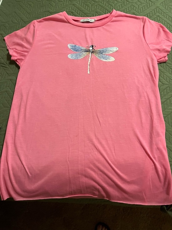 MISSLOOK Tops - MISSLOOK Pink Dragonfly Graphic Tee